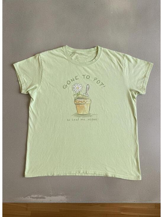 Buck Wear Tops - Buck Wear Women Tee L Regular Fit Green 100% Cotton Gardening Graphic Novelty